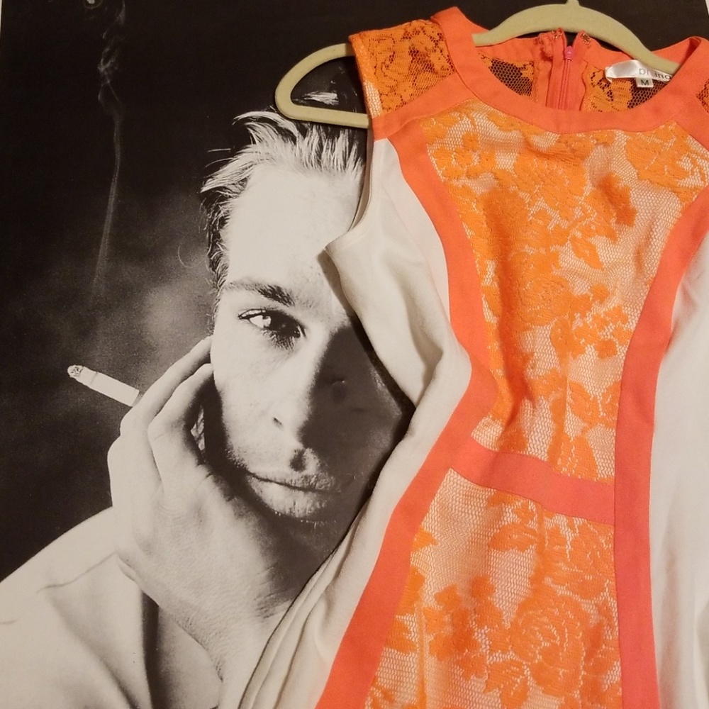 White with Orange Lace Mod Dress